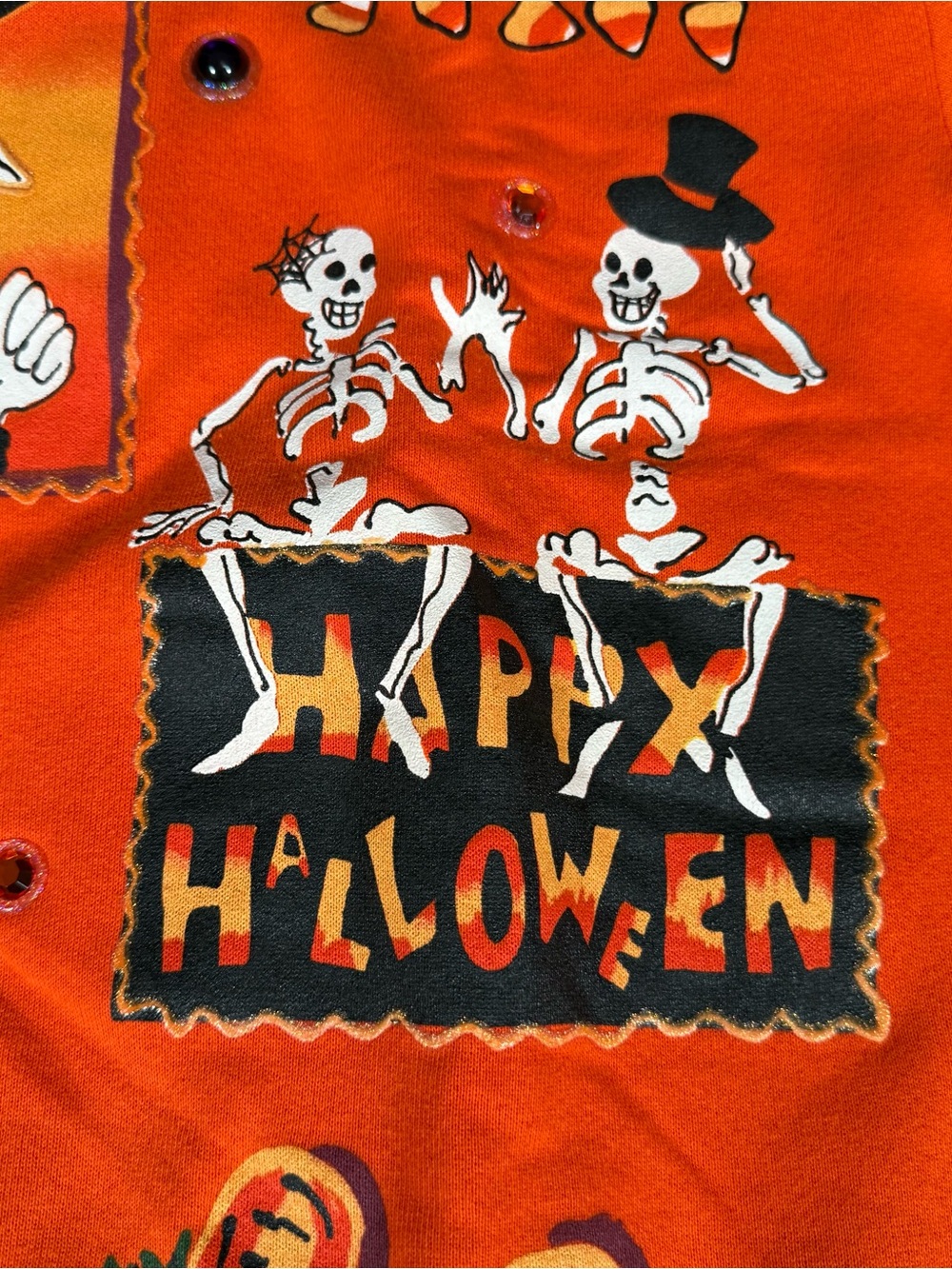Vintage Happy Halloween Sweatshirt Mens XL Slim Fit (Estimated) Witch Skull 90s - Picture 3 of 10